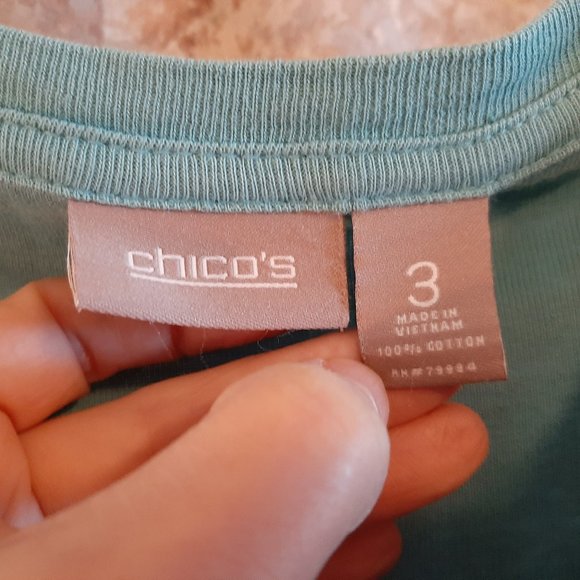 Lt teal v neck 3/4 sleeve top Chico's size 3 - Picture 4 of 5